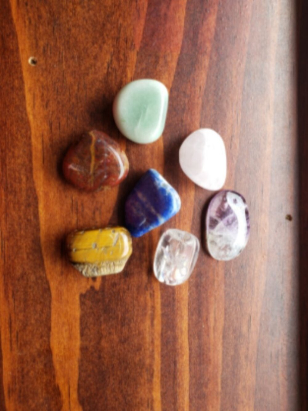 Set of 7 Polished Chakra Irregular Oval Shaped Healing Crystal Stones with Bag